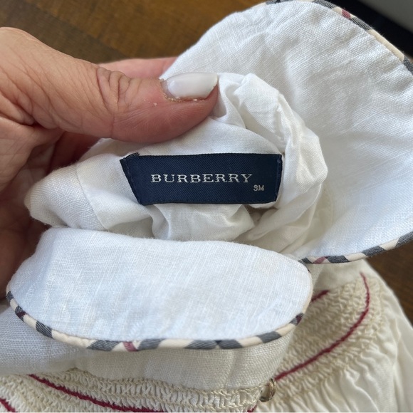 Dress linen smocks 6/9 months short sleeves Burberry beige - Picture 2 of 3
